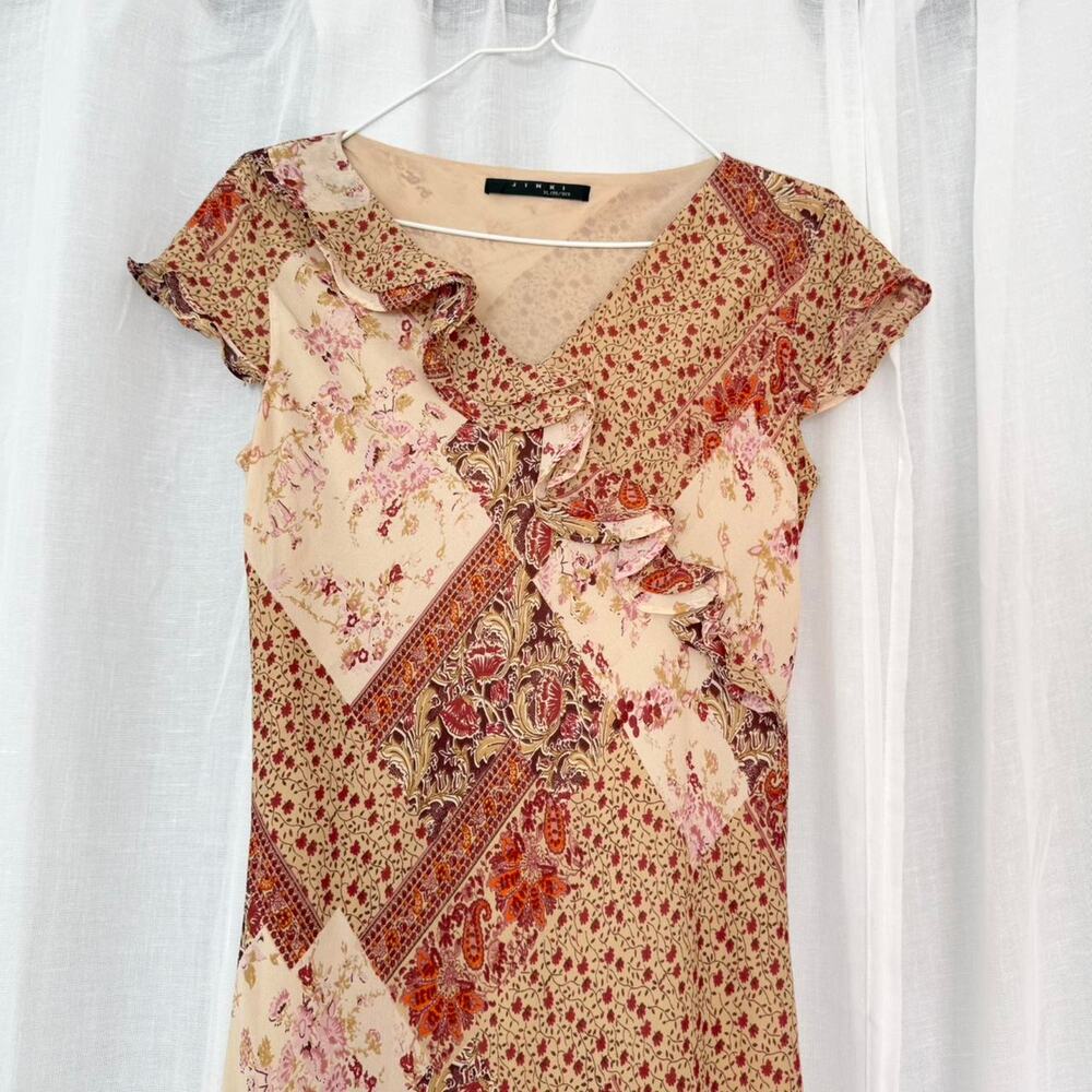 ✿ vintage patchwork floral handkerchief midi dress ✿ - Picture 3 of 8